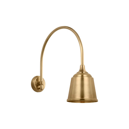 Academy Arched Mack Barn Outdoor Wall Light in Hand-Rubbed Antique Brass (8-Inch Rockhouse Shade).