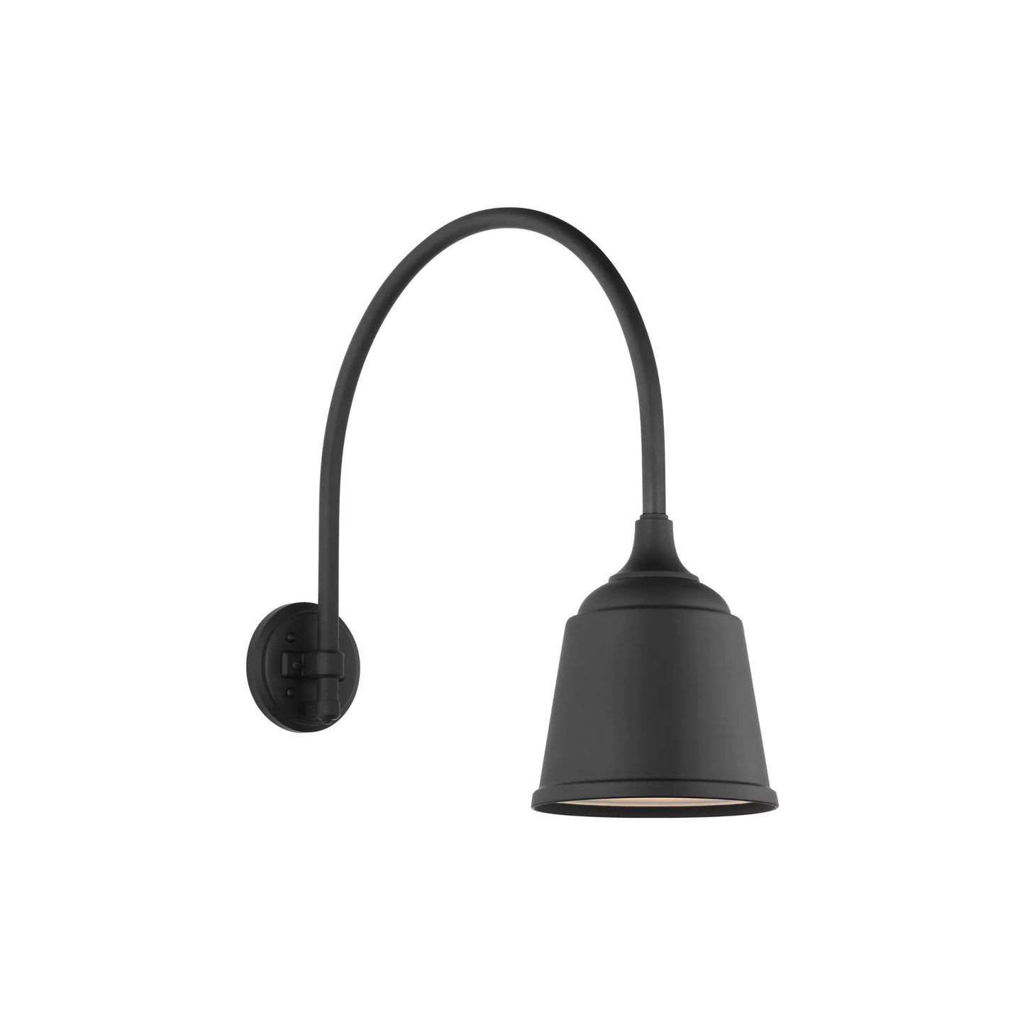 Academy Arched Mack Barn Outdoor Wall Light in Matte Black (8-Inch Rockhouse Shade).