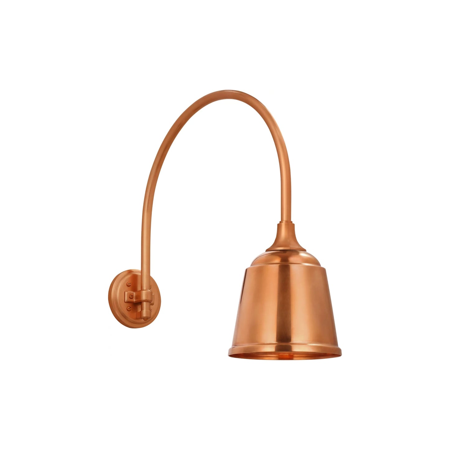 Academy Arched Mack Barn Outdoor Wall Light in Soft Copper (8-Inch Rockhouse Shade).