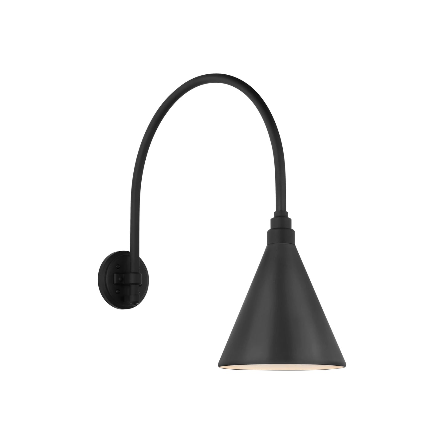Academy Arched Mack Barn Outdoor Wall Light in Matte Black (9-Inch Conical Savannah Shade).