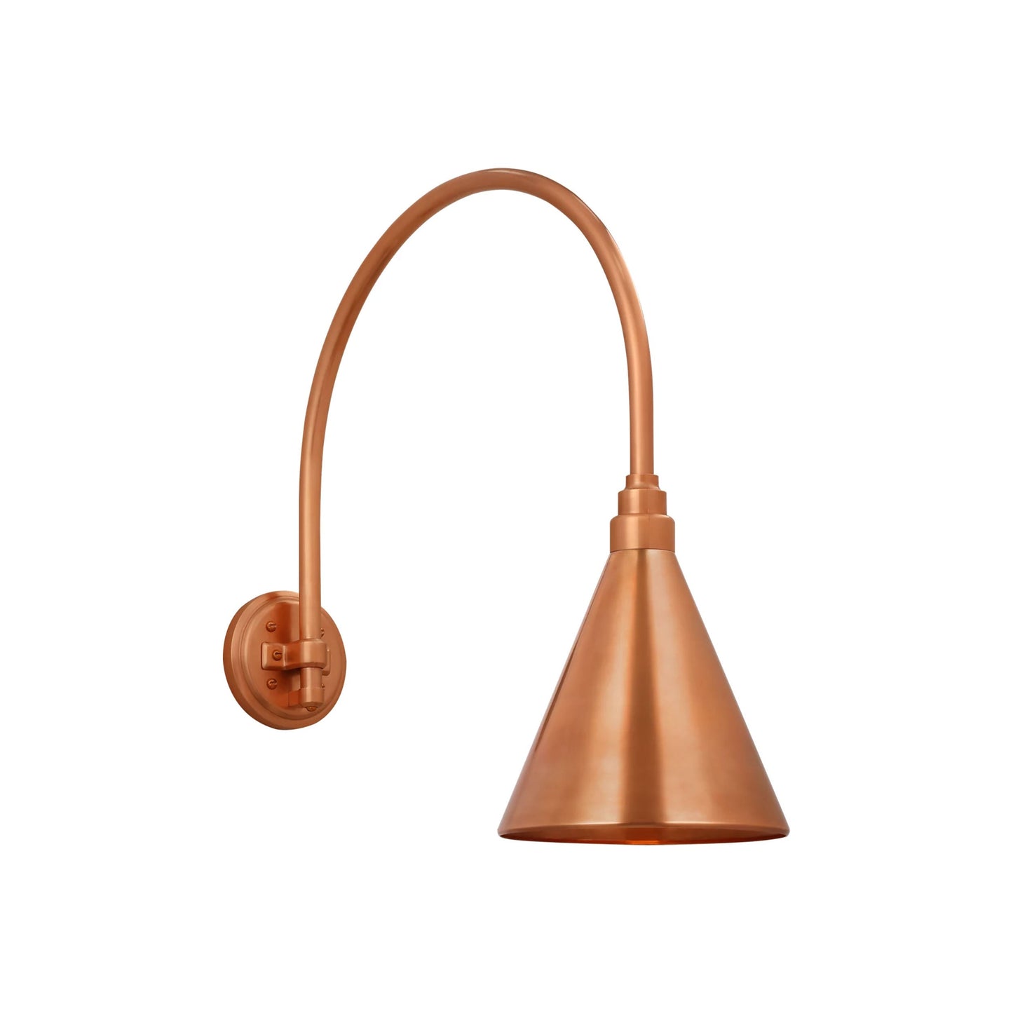 Academy Arched Mack Barn Outdoor Wall Light in Soft Copper (9-Inch Conical Savannah Shade).
