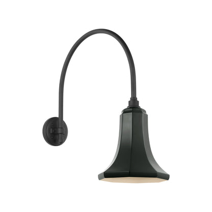 Academy Arched Mack Barn Outdoor Wall Light in Matte Black (9.25-Inch Green Savannah Shade).
