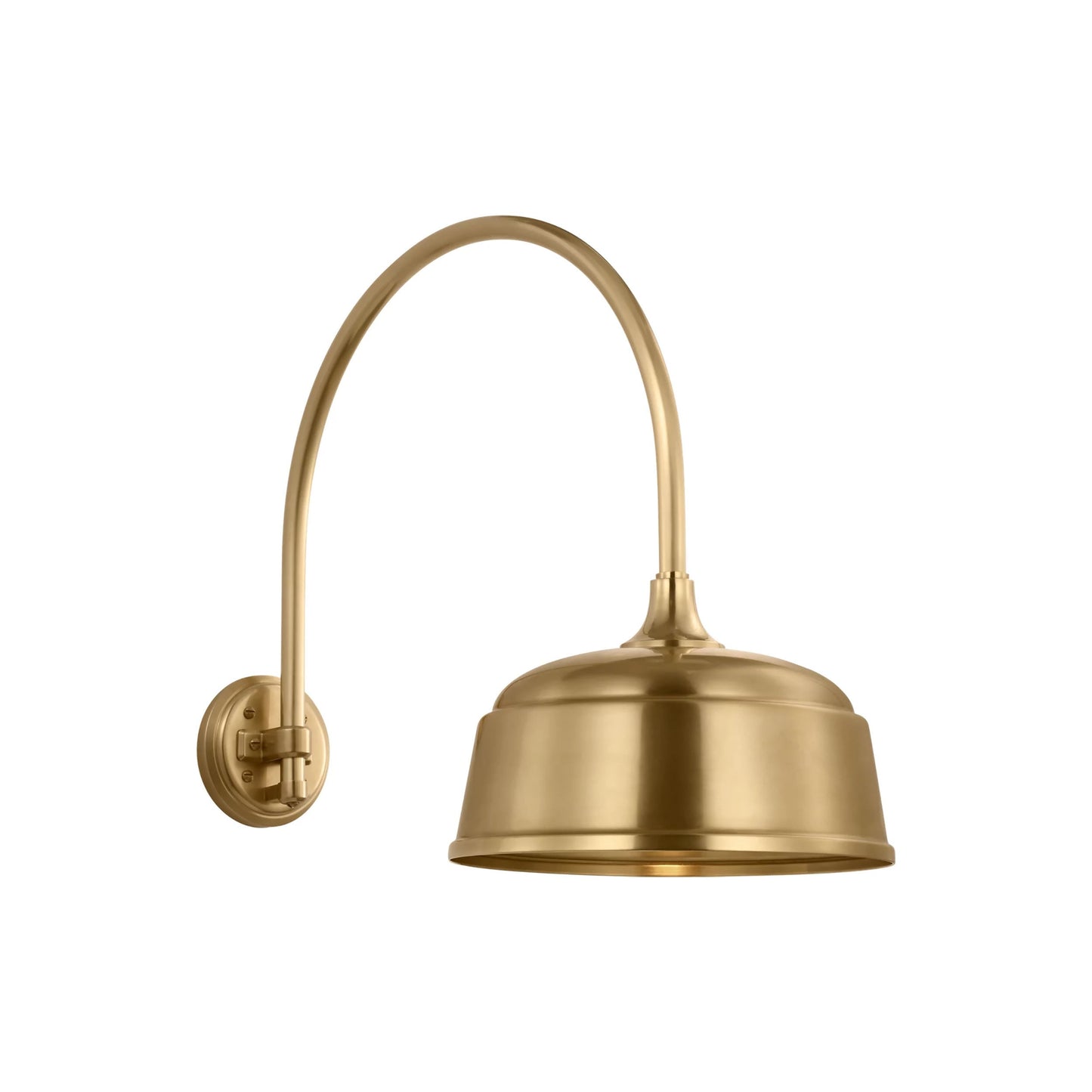 Academy Arched Mack Barn Outdoor Wall Light in Hand-Rubbed Antique Brass (12.5-Inch Rockhouse Shade).