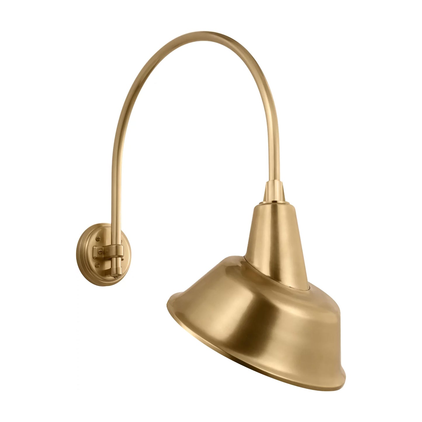 Academy Arched Mack Barn Outdoor Wall Light in Hand-Rubbed Antique Brass (12.5-Inch Tilted Bowers Shade).