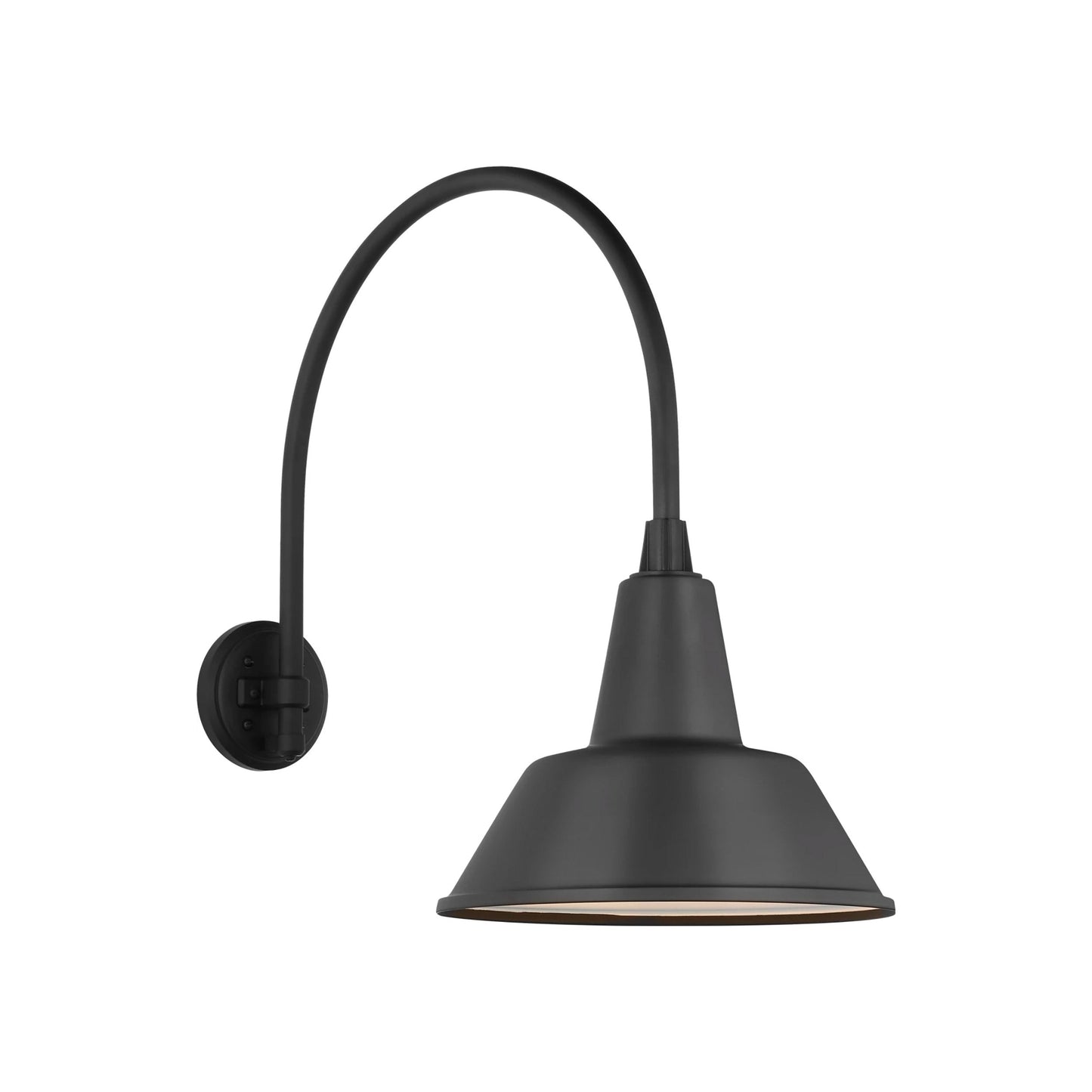 Academy Arched Mack Barn Outdoor Wall Light in Matte Black (12.5-Inch Matte Black Bowers Shade).