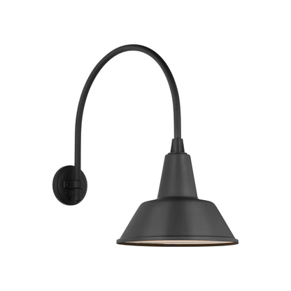 Academy Arched Mack Barn Outdoor Wall Light in Matte Black (12.5-Inch Matte Black Bowers Shade).