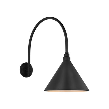 Academy Arched Mack Barn Outdoor Wall Light in Matte Black (12.5-Inch Conical Savannah Shade).