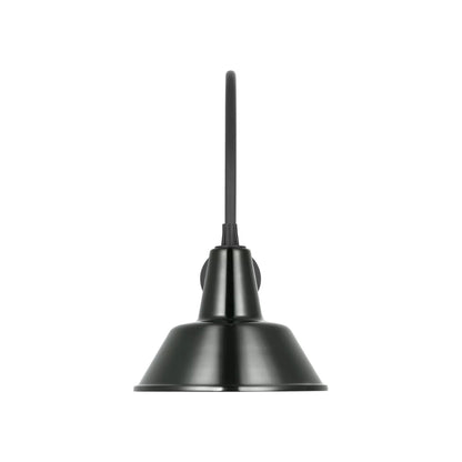 Academy Arched Mack Barn Outdoor Wall Light in Matte Black (12.5-Inch Green Bowers Shade).