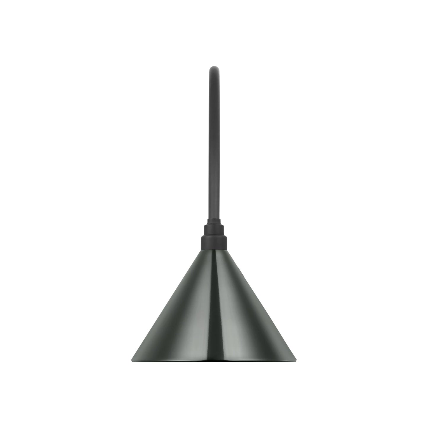 Academy Arched Mack Barn Outdoor Wall Light in Matte Black (12.5-Inch Green Conical Savannah Shade).