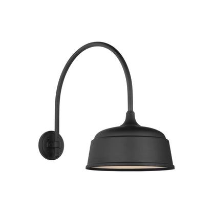 Academy Arched Mack Barn Outdoor Wall Light in Matte Black (12.5-Inch Rockhouse Shade).