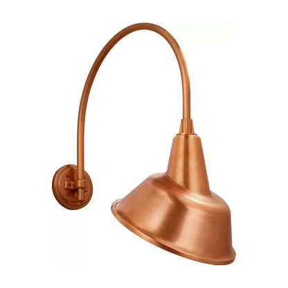 Academy Arched Mack Barn Outdoor Wall Light in Soft Copper (12.5-Inch Tilted Bowers Shade).