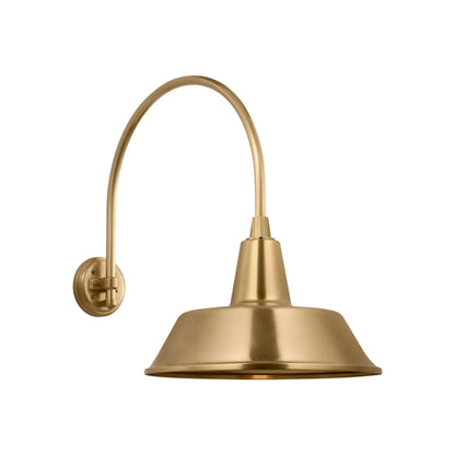 Academy Arched Mack Barn Outdoor Wall Light in Hand-Rubbed Antique Brass (16-Inch Hand-Rubbed Antique Brass Bowers Shade).