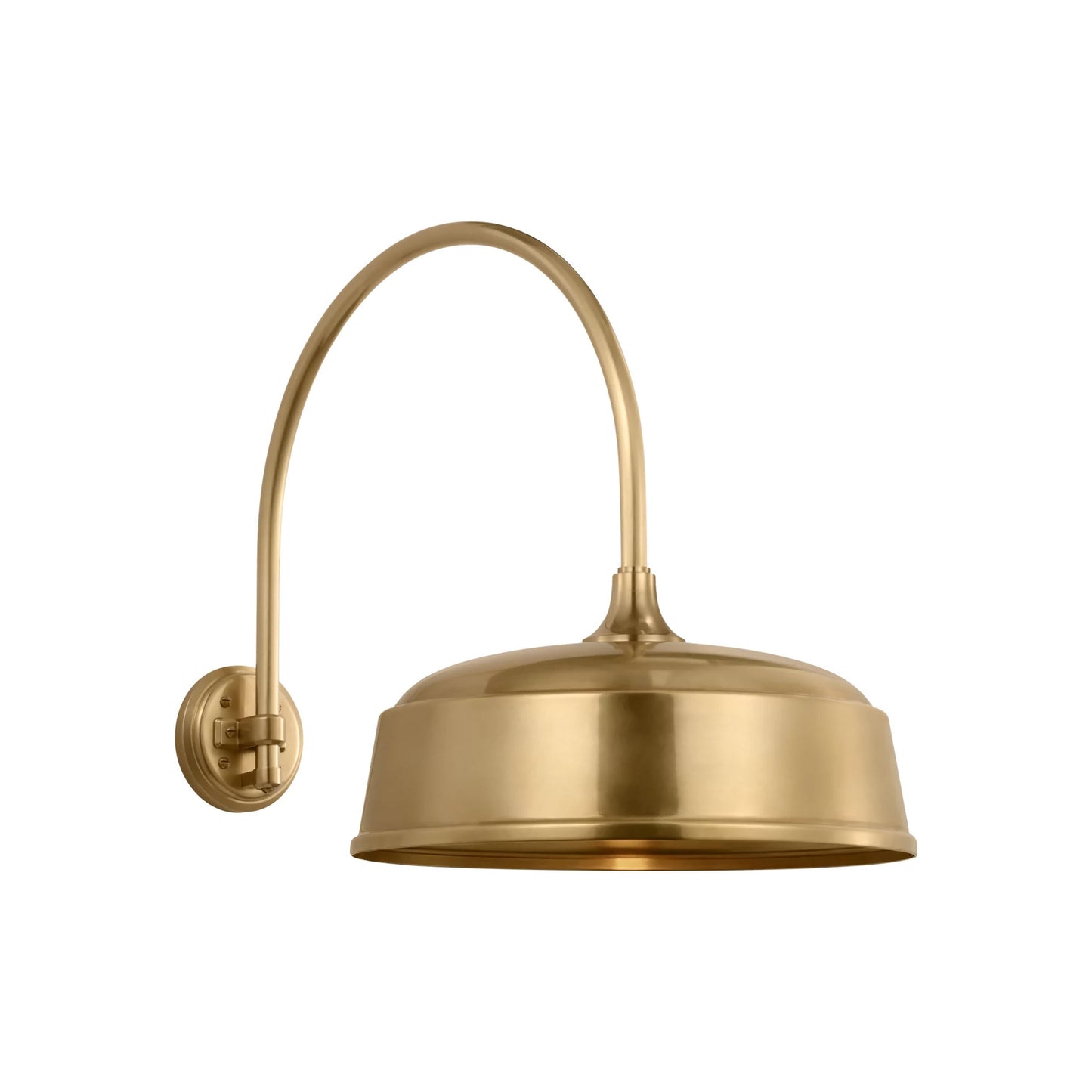 Academy Arched Mack Barn Outdoor Wall Light in Hand-Rubbed Antique Brass (16-Inch Rockhouse Shade).