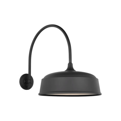 Academy Arched Mack Barn Outdoor Wall Light in Matte Black (16-Inch Rockhouse Shade).