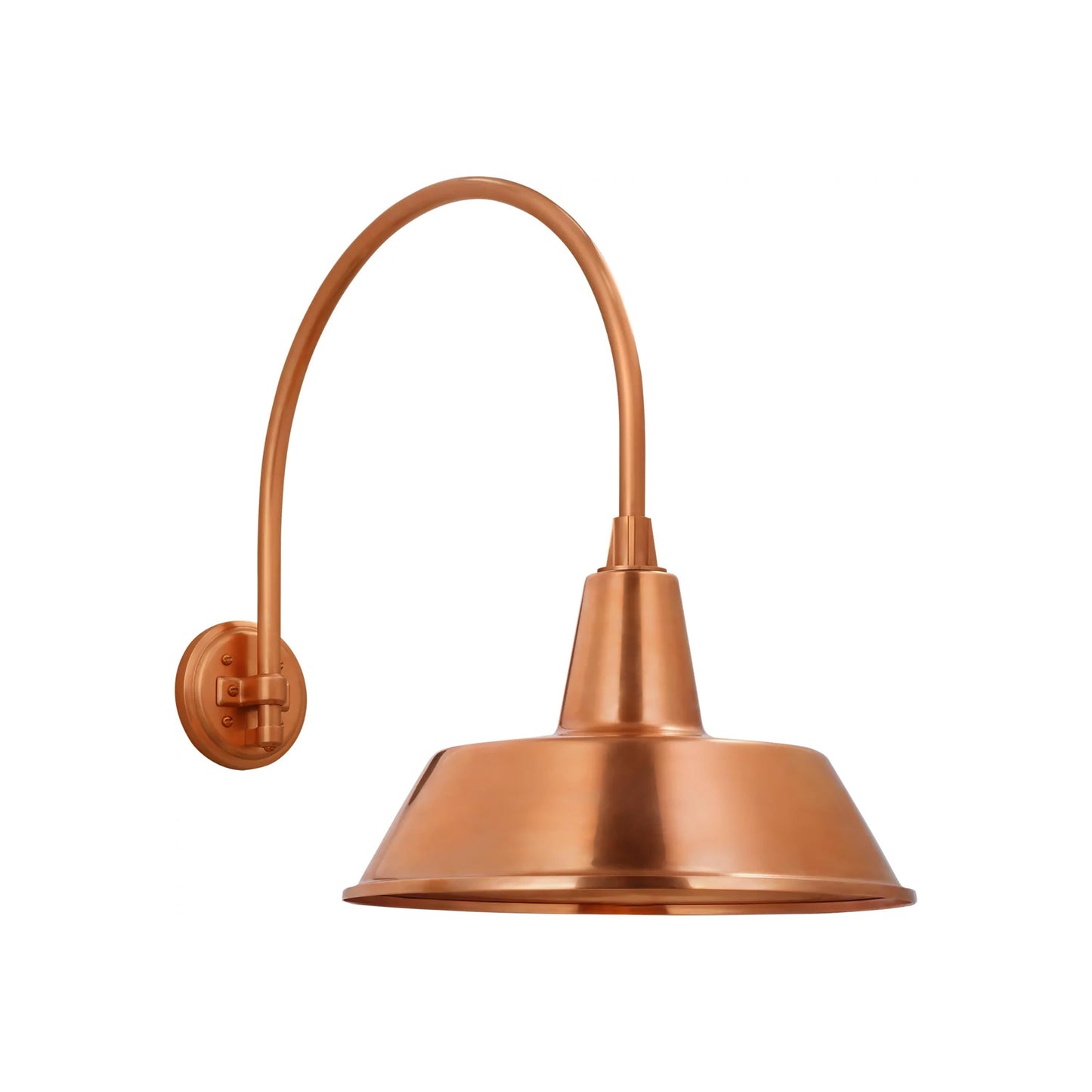 Academy Arched Mack Barn Outdoor Wall Light in Soft Copper (16-Inch Soft Copper Bowers Shade).