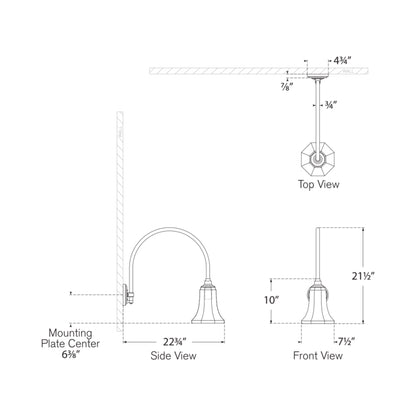 Academy Arched Mack Barn Outdoor Wall Light - line drawing.