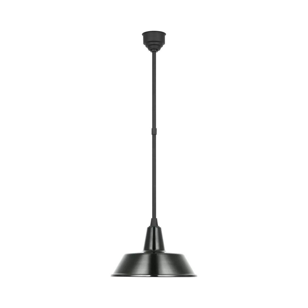 Academy Bowers Outdoor Pendant Light in Matte Black/Green (16-Inch).