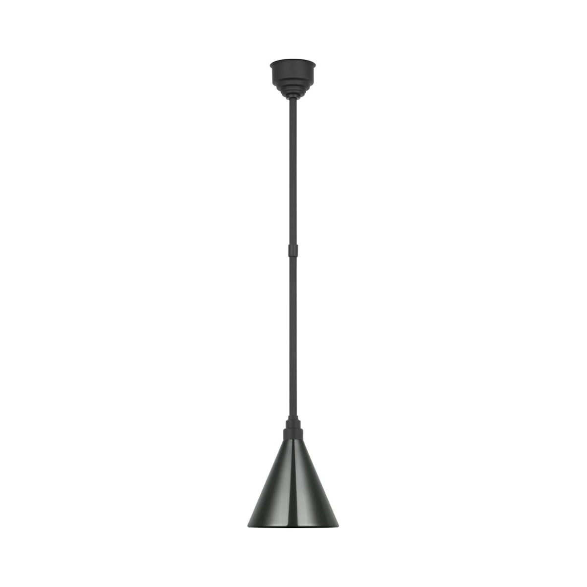 Academy Conical Savannah Outdoor Pendant Light in Matte Black/Green (9-Inch).