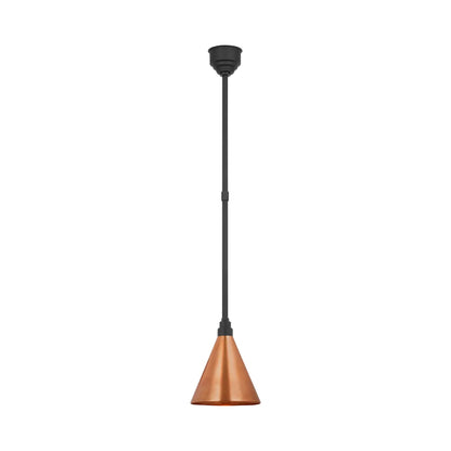 Academy Conical Savannah Outdoor Pendant Light in Matte Black/Soft Copper (9-Inch).
