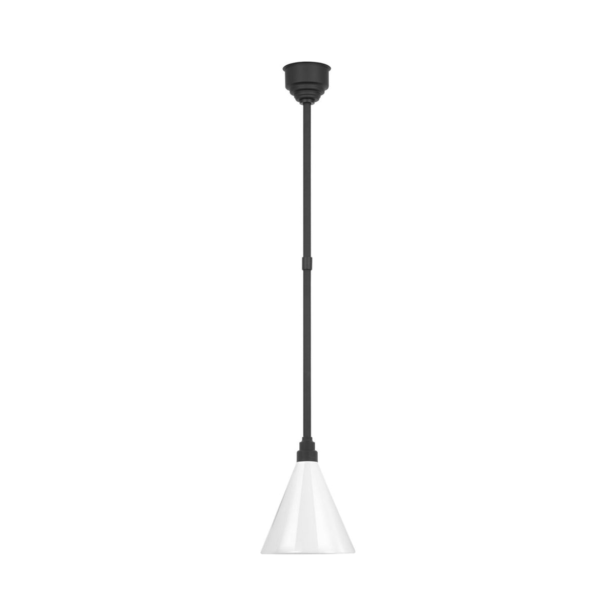 Academy Conical Savannah Outdoor Pendant Light in Matte Black/White (9-Inch).
