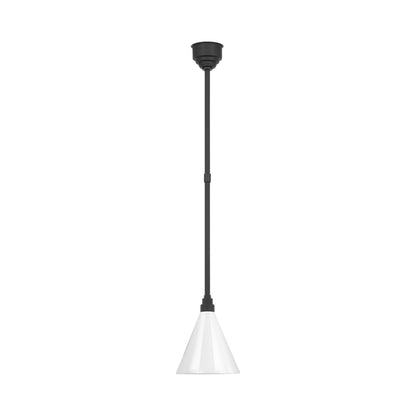 Academy Conical Savannah Outdoor Pendant Light in Matte Black/White (9-Inch).