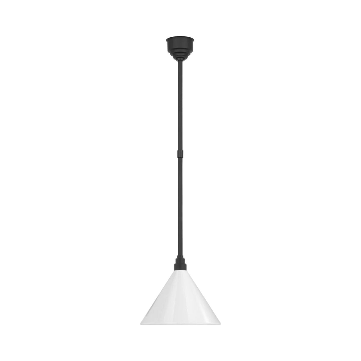 Academy Conical Savannah Outdoor Pendant Light in Matte Black/White (12.5-Inch).