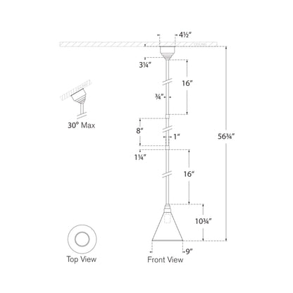 Academy Conical Savannah Outdoor Pendant Light - line drawing.