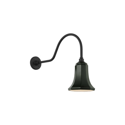 Academy Flynn Barn Outdoor Wall Light in Matte Black (7.5-Inch Green Savannah Shade).