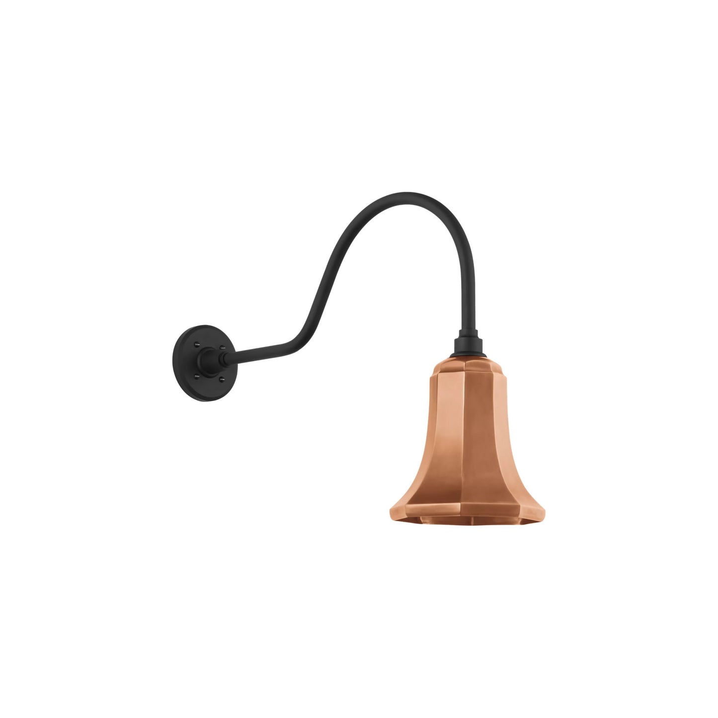Academy Flynn Barn Outdoor Wall Light in Matte Black (7.5-Inch Soft Copper Savannah Shade).