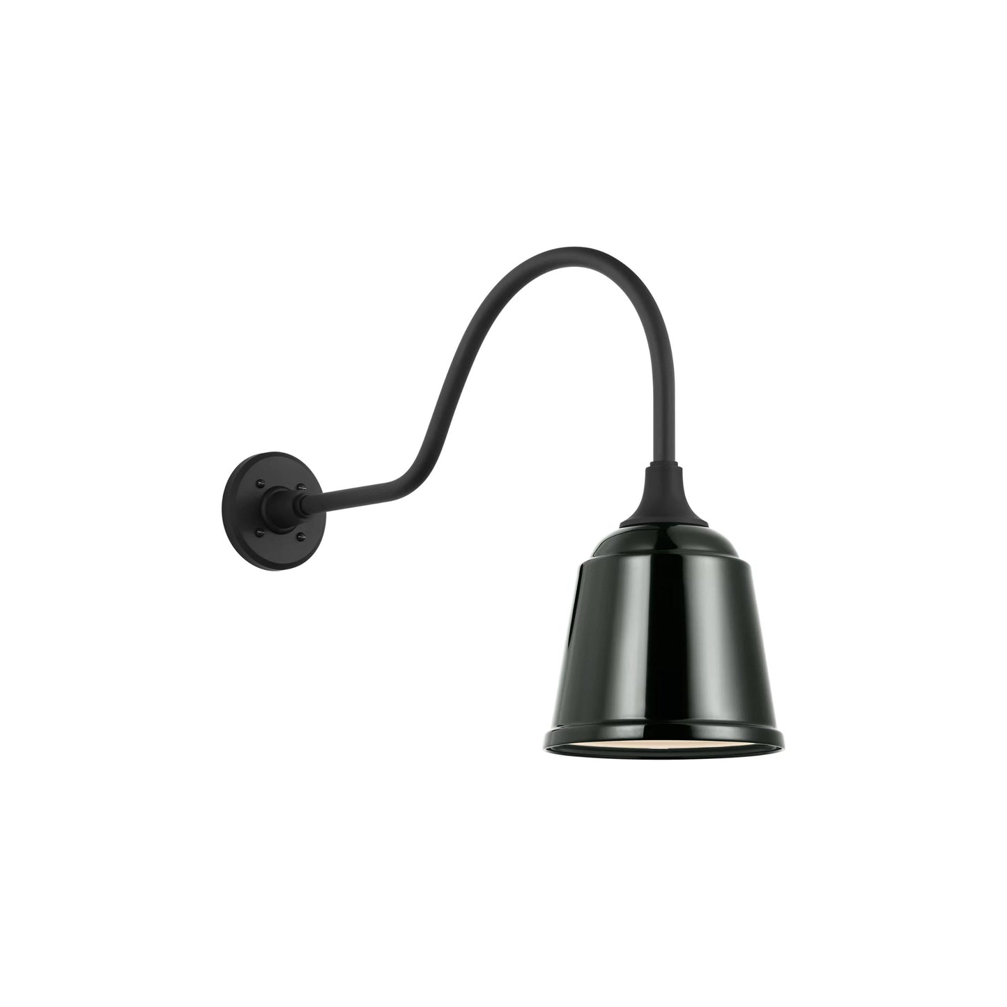 Academy Flynn Barn Outdoor Wall Light in Matte Black (8-Inch Green Rockhouse Shade).