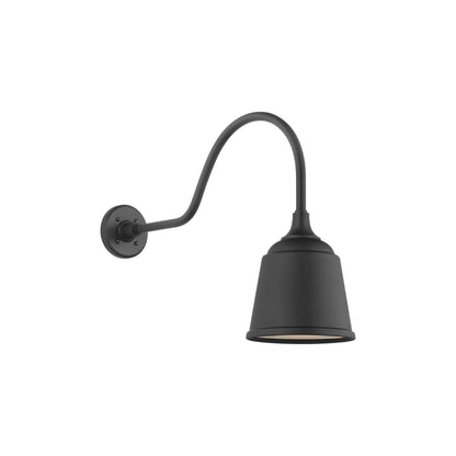 Academy Flynn Barn Outdoor Wall Light in Matte Black (8-Inch Rockhouse Shade).