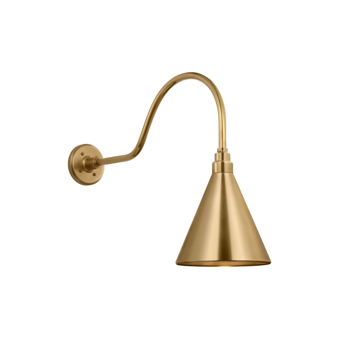 Academy Flynn Barn Outdoor Wall Light in Hand-Rubbed Antique Brass (9-Inch Conical Savannah Shade).