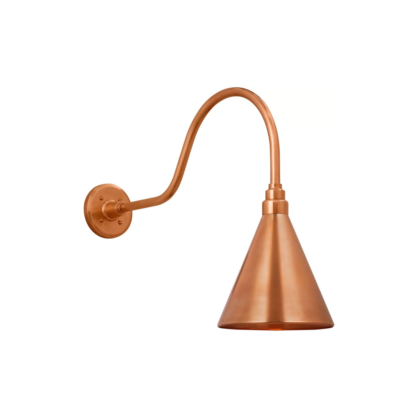 Academy Flynn Barn Outdoor Wall Light in Soft Copper (9-Inch Conical Savannah Shade).