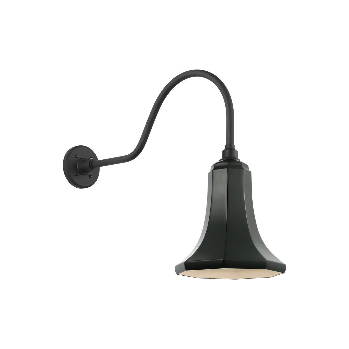 Academy Flynn Barn Outdoor Wall Light in Matte Black (9.25-Inch Green Savannah Shade).