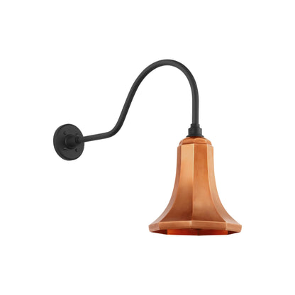 Academy Flynn Barn Outdoor Wall Light in Matte Black (9.25-Inch Soft Copper Savannah Shade).