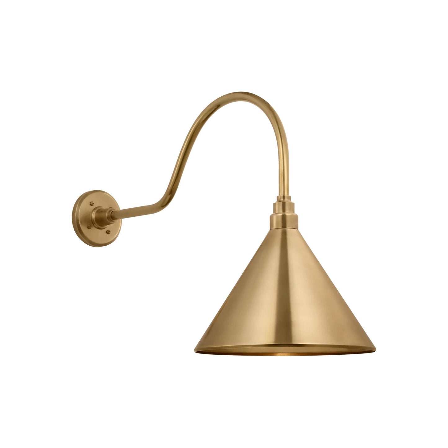 Academy Flynn Barn Outdoor Wall Light in Hand-Rubbed Antique Brass (12.5-Inch Conical Savannah Shade).