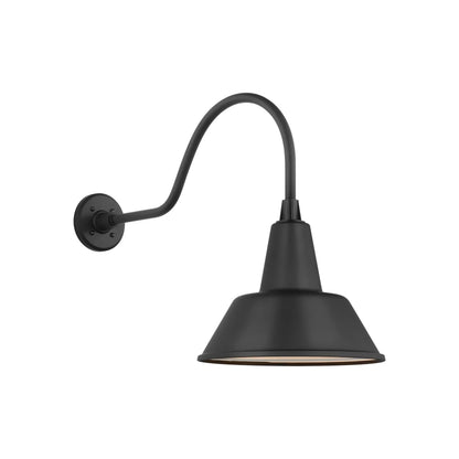 Academy Flynn Barn Outdoor Wall Light in Matte Black (12.5-Inch Bowers Shade).