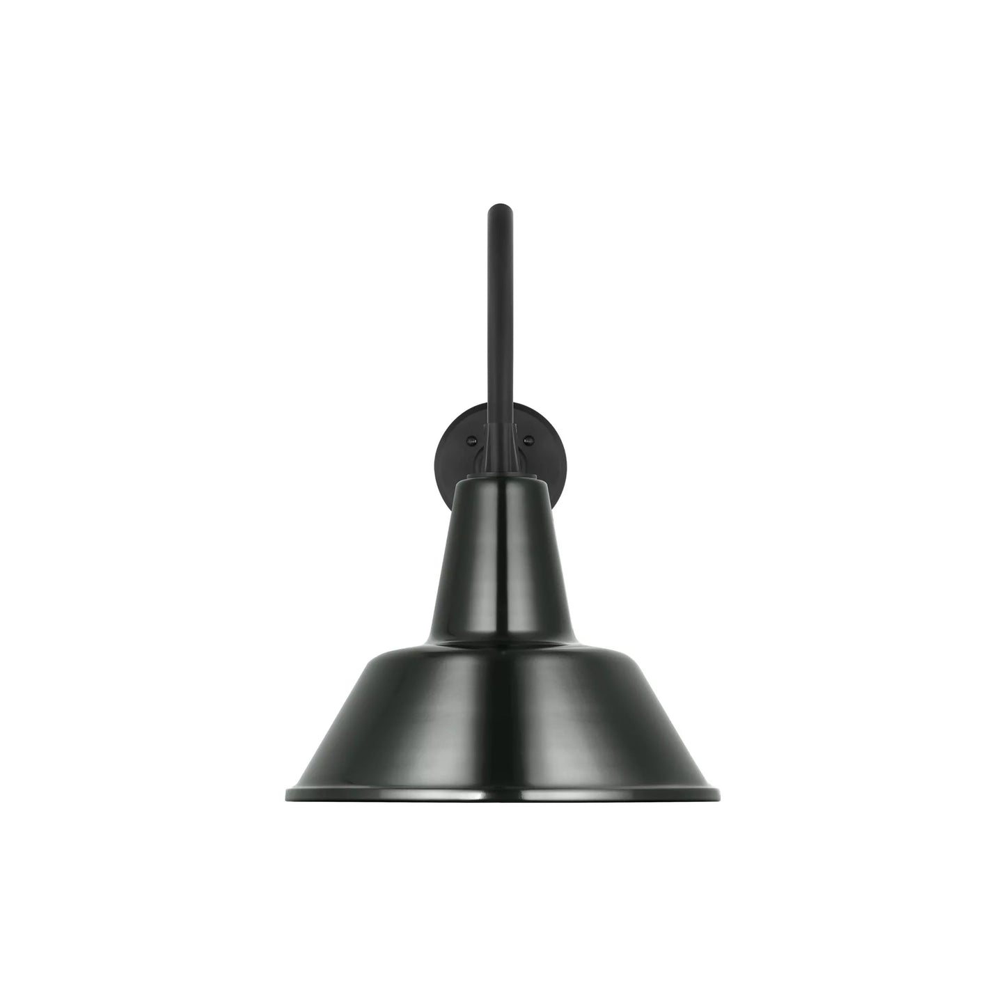 Academy Flynn Barn Outdoor Wall Light in Matte Black (12.5-Inch Green Bowers Shade).