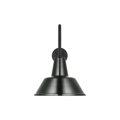 Academy Flynn Barn Outdoor Wall Light in Matte Black (12.5-Inch Green Bowers Shade).