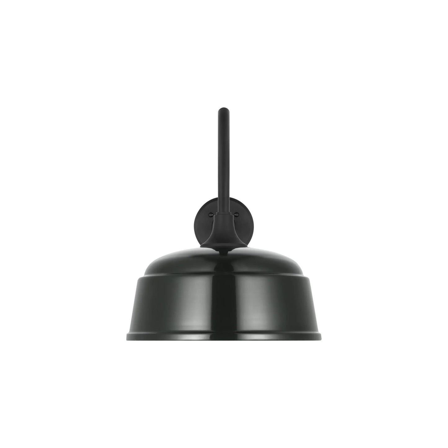 Academy Flynn Barn Outdoor Wall Light in Matte Black (12.5-Inch Green Rockhouse Shade).