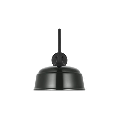 Academy Flynn Barn Outdoor Wall Light in Matte Black (12.5-Inch Green Rockhouse Shade).