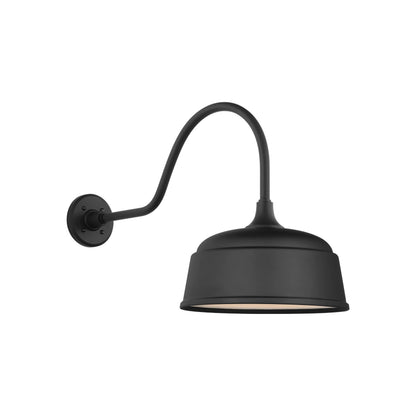 Academy Flynn Barn Outdoor Wall Light in Matte Black (12.5-Inch Rockhouse Shade).