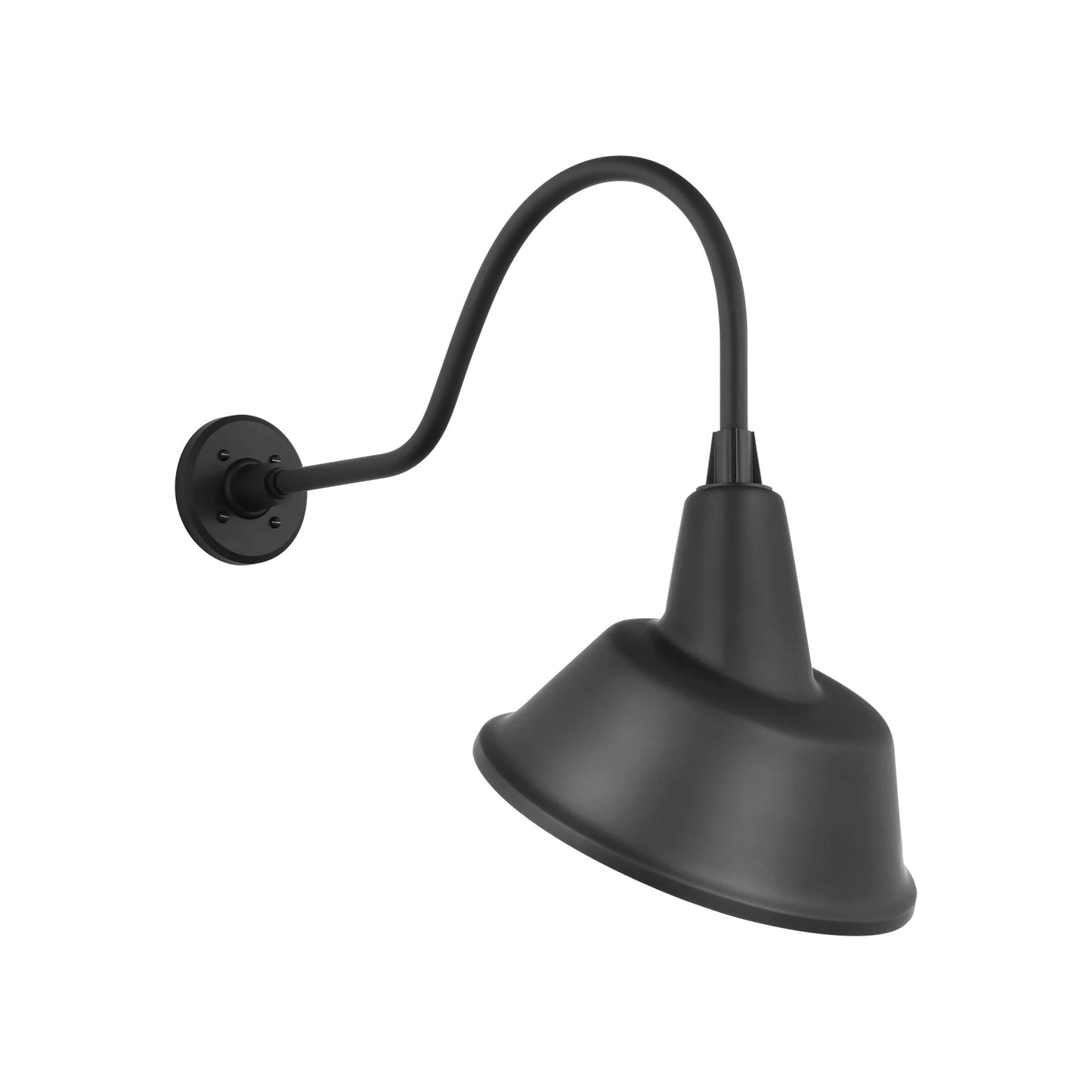 Academy Flynn Barn Outdoor Wall Light in Matte Black (12.5-Inch Tilted Bowers Shade).
