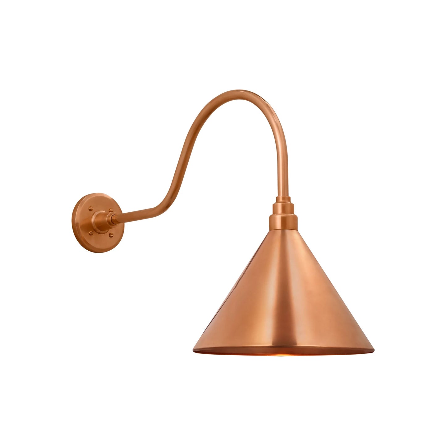 Academy Flynn Barn Outdoor Wall Light in Soft Copper (12.5-Inch Conical Savannah Shade).