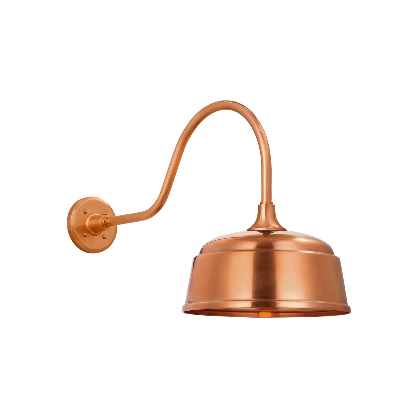 Academy Flynn Barn Outdoor Wall Light in Soft Copper (12.5-Inch Rockhouse Shade).