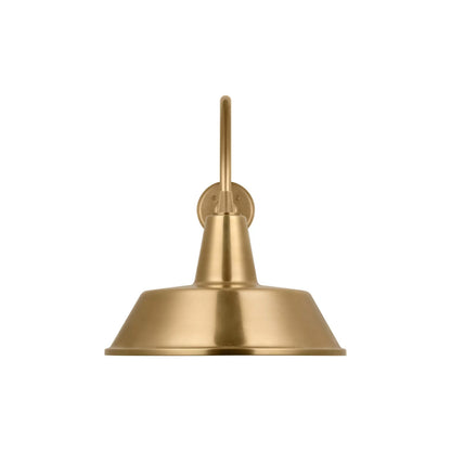 Academy Flynn Barn Outdoor Wall Light in Hand-Rubbed Antique Brass (16-Inch Bowers Shade).