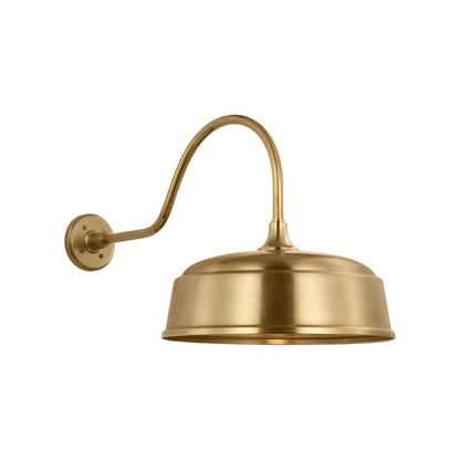 Academy Flynn Barn Outdoor Wall Light in Hand-Rubbed Antique Brass (16-Inch Rockhouse Shade).