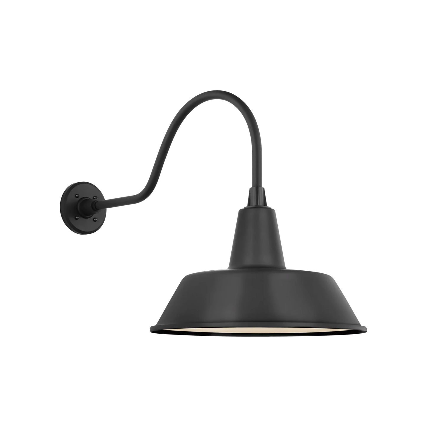 Academy Flynn Barn Outdoor Wall Light in Matte Black (16-Inch Bowers Shade).