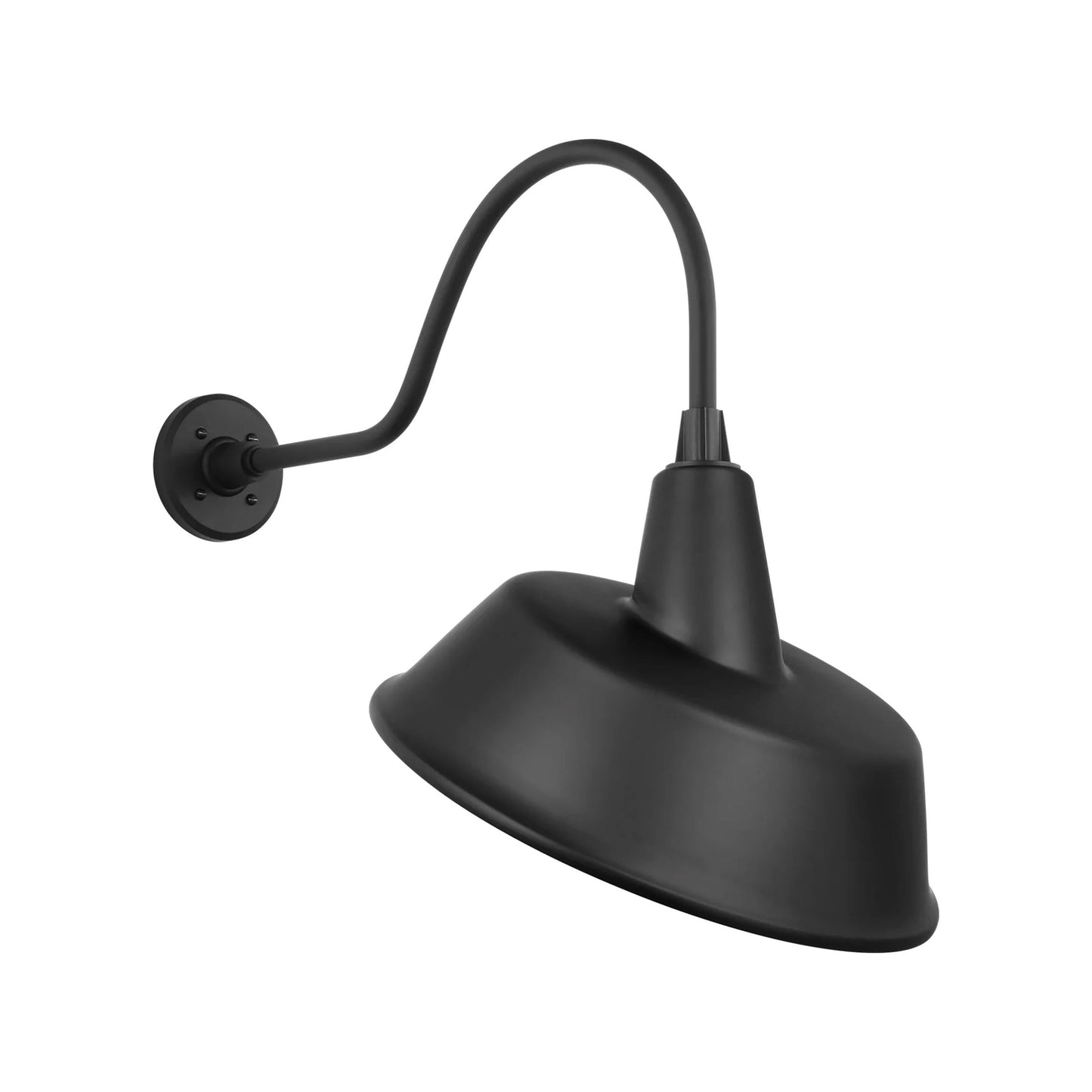 Academy Flynn Barn Outdoor Wall Light in Matte Black (16-Inch Tilted Bowers Shade).