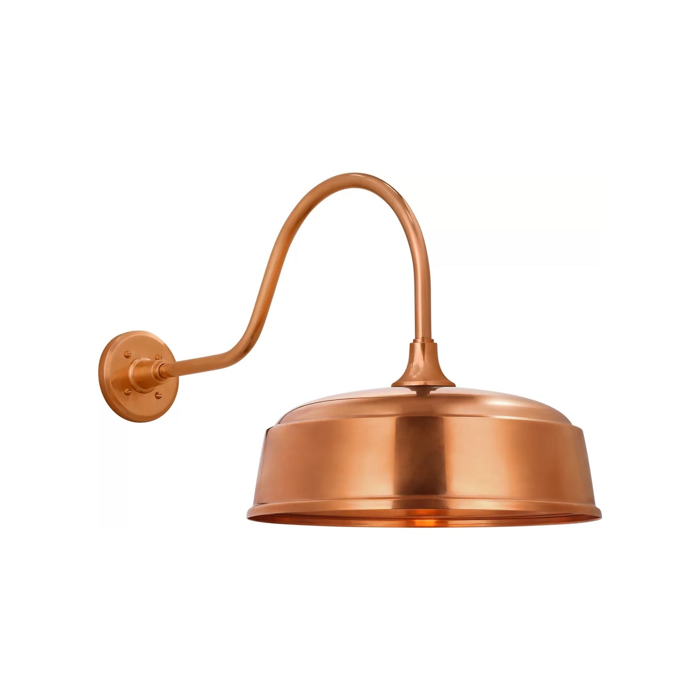 Academy Flynn Barn Outdoor Wall Light in Soft Copper (16-Inch Rockhouse Shade).